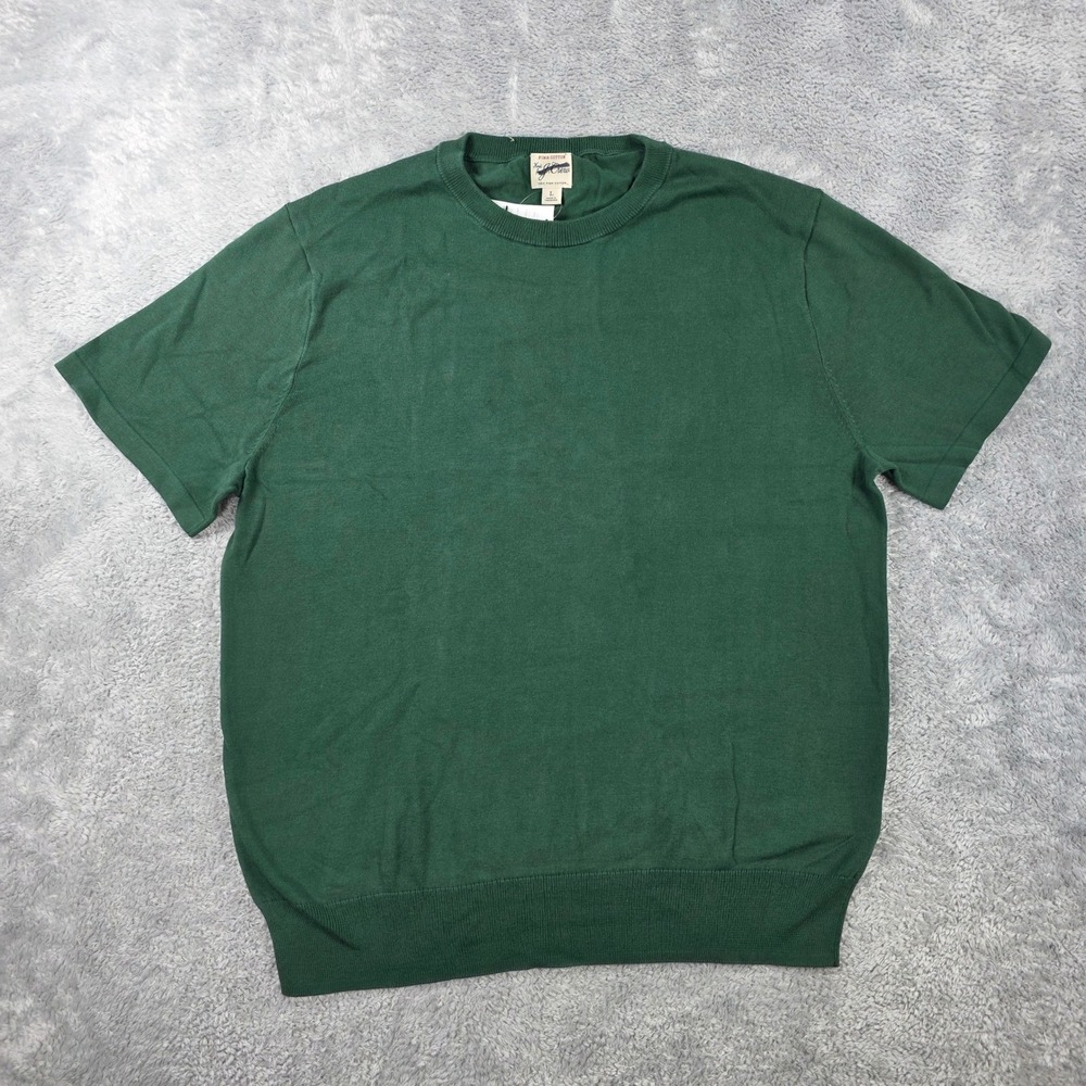 J.Crew Pima Cotton Short Sleeve Knit Crewneck Sweater Green Large Old Money